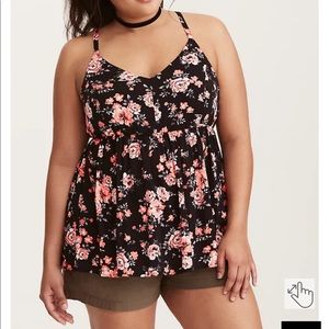 Torrid Floral Print Challis Stretch Zip Cami size 1x NWT